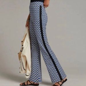 Maeve Blue and Black Patterned Flare Pants
